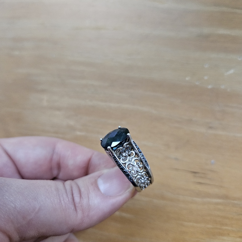 Victoria Wieck 5.33ct London Blue Topaz & Gem/Blue diamond Bridge Ring Size 7 - Picture 15 of 17